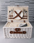 Elegant Beige Stripe Picnic Basket